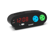 Sharp Alarm with snooze USB and 2 power Outlets Black