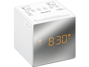 Sony Compact AM FM Dual Alarm Clock Radio with Large Easy to Read Backlit LCD Display Battery Back Up Adjustable Brightness Control Programmable Sleep Timer