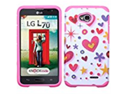 MyBat Asmyna Astronoot Phone Protector Cover for LG Optimus L70 Retail Packaging Heart Graffiti White Hot Pink