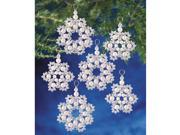 Holiday Beaded Ornament Kit Crystal Pearl Snowflakes 2.5 Makes 12