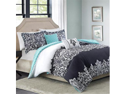 Better Homes and Gardens Damask 5 Piece Bedding Comforter Set Black KING