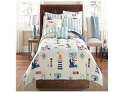 Lighthouse Sailboat Nautical Queen Comforter Set 8 Piece Bed In A Bag
