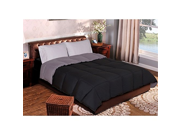 Single Piece Twin Medium Black Comforter Set Reversible Squared Pattern Luxury Bedding Modern Fancy Design for Master Bedrooms Vibrant Black And Sage Grey