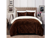 Chic Home CS5106 AN 2 Piece Josepha Pinch Pleated Ruffled And Pin Tuck Sherpa Lined Bed In A Bag Comforter Set Twin X Large Brown