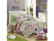 Chic Home 8 Piece Princess Paisley and Polka Dot Printed Reversible Comforter with Sheet Set Twin X Long Green