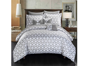 Chic Home 8 Piece Stefanie Geometric Diamond Printed Reversible Bed In A Bag Comforter Set with White Sheets Included Twin Grey