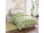 Soft Durable Versatile Double Sided Comforter Fill Geo Medallion Bedding Comforter Set White Green Full