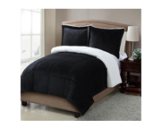 2 Piece Twin Vibrant Black Comforter Set Reversible Fancy Luxury Bedding Contemporary Style Modern Pattern For Master Bedrooms Dark Black White