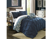 Chic Home 7 Piece Trenton Reversible Contemporary Comforter Set King Navy