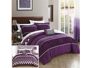 Chic Home CS2588 AN Bella 4Piece Bella Pleated Ruffled with Chevron Reversible Backing Full Queen Comforter Set Purple Shams Decorative Pillows Included Pur