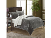 Chic Home 3 Piece Evie Microplush Mink Like Super Soft Sherpa Lined Comforter Set King Grey