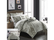 Chic Home 8 Piece Sicily Oversized Overfilled Comforter Set Queen Silver