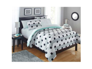 Fresh and Stylish Your Zone Grey Stripe Dot Bed in a Bag Bedding Comforter Set Twin Size