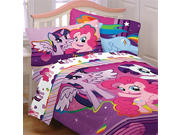 My Little Pony 4pc Twin Comforter and Sheet Set Bedding Collection Purple Pink