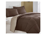 Single Piece Queen Dark Chocolate Comforter Set Reversible Squared Pattern Luxury Bedding Modern Fancy Design for Master Bedrooms Medium Taupe