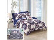 Chic Home CS3392 AN 6 Piece Barcelona Super Soft Microfiber Large Printed Medallion Reversible With Geometric Printed Backing Bed In A Bag Comforter Set With Sh