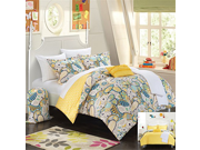 Chic Home 8 Piece Princess Paisley and Polka Dot Printed Reversible Comforter with Sheet Set Twin X Long Yellow