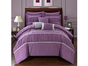 Chic Home 10 Piece Blanche Pleated Ruffled King Bed In a Bag Comforter Set Plum With sheet set
