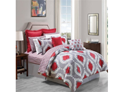 Luxury Home Amy Comforter Set Red King 6 Piece Set