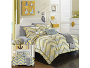 Chic Home 8 Piece Laredo Chevron and Geometric Printed Reversible Comforter with Sheet Set Twin X Long Yellow