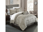 Chic Home 7 Piece Jessica Embossed Traditional Jacquard Motif Comforter Set Queen Grey