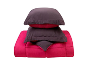 Clara Clark 3 Piece Goose Down Alternative Reversible Comforter Set Full Queen Purple Eggplant Hot Pink