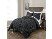 Ruched Bedding 3 Piece Comforter Set Pinch Pleat Bed Cover Color Gray Size King Cal King by Cozy Beddings