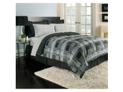 7 Piece Warm and Cozy Blue and Gray Plaid Reversible Bed in a Bag FULL SET