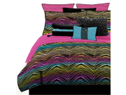 Veratex 457159 Rainbow Zebra Bed In A Bag Micro Fiber Multicolored Twin