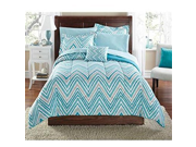 Mainstays Watercolor Chevron Bed in a Bag Coordinated Bedding Set FULL