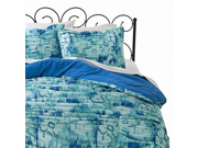 Xhilaration Twin XL Blue Watercolor Ruched Comforter Set with Sham Reversible
