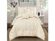 Luxury Home Oxford Jacquard Comforter Set Beige Queen