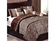 7pcs Animal Safari Zebra Giraffe Micro suede Comforter Set Bed in a Bag Queen