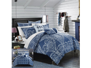 Chic Home 6 Piece Sicily Oversized Overfilled Comforter Set Twin Navy