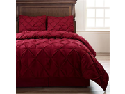 Pinch Pleat Burgundy 4 Piece Comforter Set Bed Cover Size FULL One Day Sale