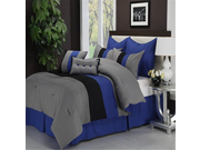 Impressions 8 Piece Luxurious Comforter Queen Set Florence Blue