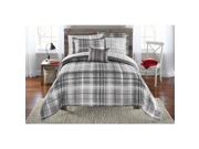 Mainstays Bed in a Bag Bedding Comforter Set Grey Plaid Queen
