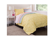 Latitude Pintuck Comforter Set Reverse to Chevron Complete Twin Bedding Set Yellow