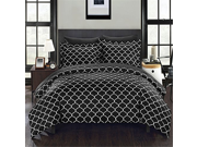 Chic Home 5 Piece Heather Geometric Diamond Printed Reversible Bed In A Bag Comforter Set With Sheet Set Twin Black