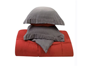 Clara Clark 3 Piece Goose Down Alternative Reversible Comforter Set Full Queen Gray Red