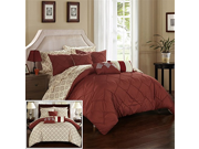 Chic Home CS2029 AN 10 Piece Maddie Rope Like Pinch Pleated Reversible Oversized And Overfilled Bed In A Bag Comforter Set With Sheet Set Queen Marsala