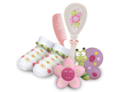 Stephan Baby Bath Squirters Bootie Socks and Brush Comb Gift Set Swirly Flower