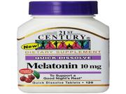 21st Century Melatonin Quick Dissolve Tablets Cherry 10 mg 120 Count Pack of 6