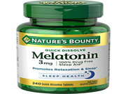 Natures Bounty Melatonin 3 mg Tablets Triple Strength 240 TB Buy Packs and SAVE Pack of 3