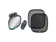 BRICA Deluxe Stay in Place Mirror for In Car Safety with Pop Open Cling Window Shade 2 Count