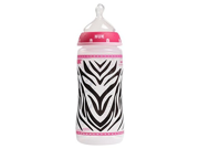 1 Nuk Animal Print Zebra Girl 10 oz Baby Bottle Girl Orthodontic Nipple BPA Free