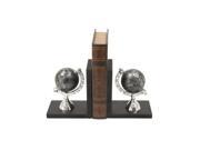 BENZARA 49610 Smart Wood Aluminum Globe Bookend Pr