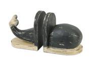 Jonah Wood Carved Whale Bookends