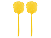 uxcell® Plastic Hollow Out Flower Mosquito Cockroach Fly Swatter 2 Pcs Yellow