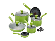 T fal C968SE Excite Nonstick Thermo Spot Dishwasher Safe Oven Safe PFOA Free Cookware Set 14 Piece Green